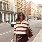 Boston Striped Polo in Brown