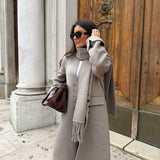 Long Wool Coat With Scarf