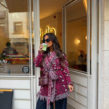 Bandana Long Jacket in Burgundy