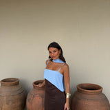 Joanna Dress In Brown and Blue