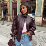 Oversized Structured Jacket in Burgundy