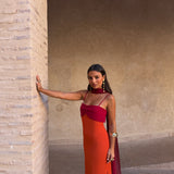 Zahara Dress in Orange and Red