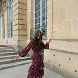 Siena Dress with Long Sleeves in Bordeaux