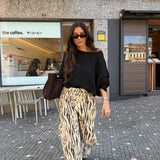 Zebra Print Wide Leg Pants