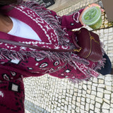 Bandana Long Jacket in Burgundy