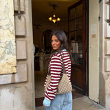 Carol Cardigan in Burgundy with Blue Details