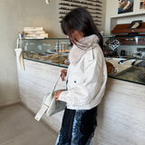 Beige Cropped Fur Collar