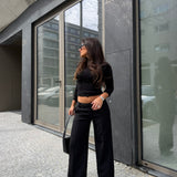 Carolyn Low-Waisted Pants in Black