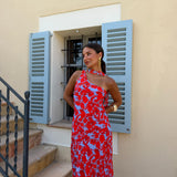 Siena Dress in Blue and Red