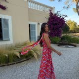 Siena Dress in Blue and Red