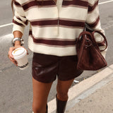 Boston Striped Polo in Brown