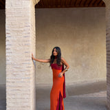 Zahara Dress in Orange and Red