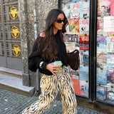 Zebra Print Wide Leg Pants