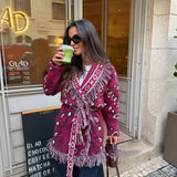 Bandana Long Jacket in Burgundy