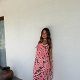 Aitana Dress in Pink and Burgundy