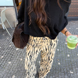 Zebra Print Wide Leg Pants