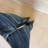 Wide Leg Denim Jeans Studded Details