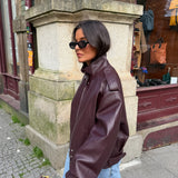 Oversized Structured Jacket in Burgundy