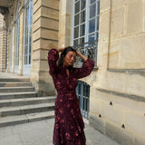 Siena Dress with Long Sleeves in Bordeaux