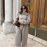 Long Wool Coat With Scarf
