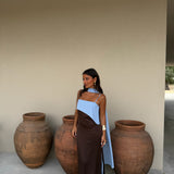 Joanna Dress In Brown and Blue