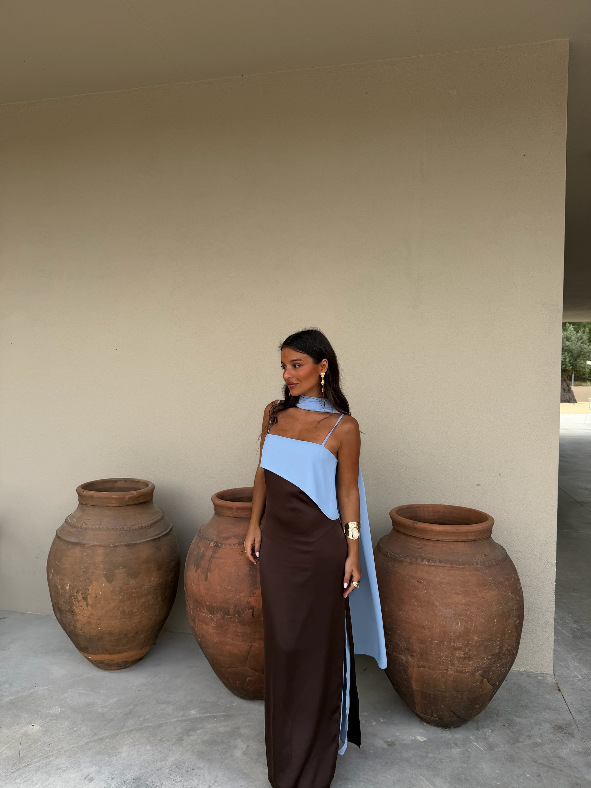 blue dress brown dress Joanna In and – MARTÏ Collection wk34 Our knee Womens Maxi Dresses V Color:coral