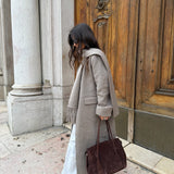 Long Wool Coat With Scarf