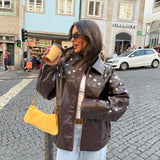 City Jacket In Brown With Studs