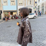 City Jacket In Brown With Studs