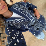 Bandana Long Jacket in Blue