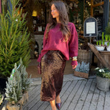 Bradshaw Sequin Midi Skirt in Brown