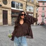 Romantic Ruffle Blouse in Chocolate