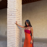Zahara Dress in Orange and Red