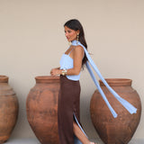 Joanna Dress In Brown and Blue