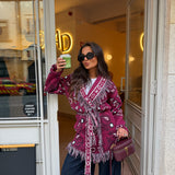 Bandana Long Jacket in Burgundy