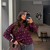 Sabrina Studded Sweater in Burgundy