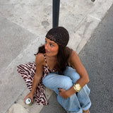 Croché Hat with Sparkle Details in Brown