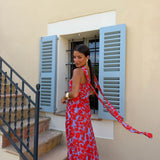 Siena Dress in Blue and Red