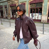 Oversized Structured Jacket in Burgundy