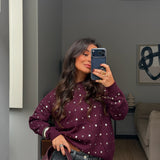 Sabrina Studded Sweater in Burgundy