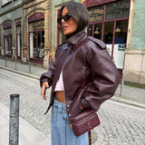 Oversized Structured Jacket in Burgundy