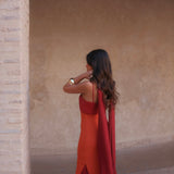 Zahara Dress in Orange and Red
