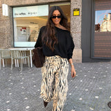 Zebra Print Wide Leg Pants