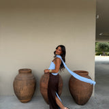 Joanna Dress In Brown and Blue