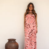 Aitana Dress in Pink and Burgundy