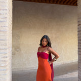 Zahara Dress in Orange and Red