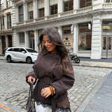 Chaqueta de ante con cinturón SoHo en marrón