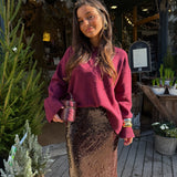 Bradshaw Sequin Midi Skirt in Brown