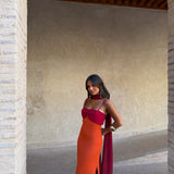 Zahara Dress in Orange and Red