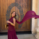 Paloma Dress in Burgundy - Shipping/Envio from 12/09 to 19/09